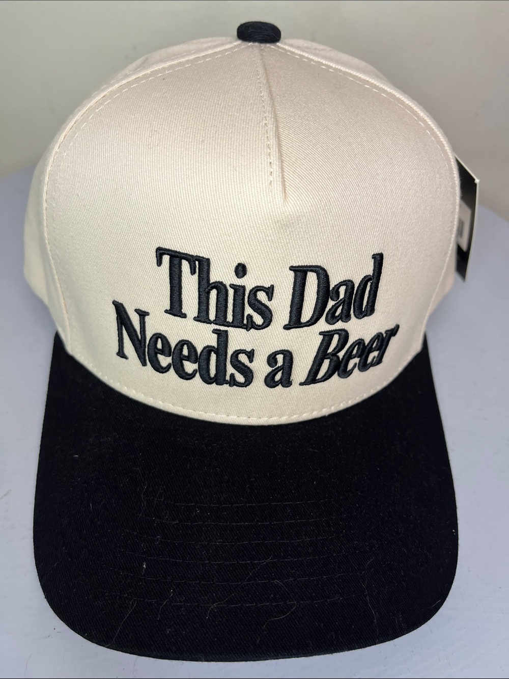 C.C Two-Tone 'This Dad Needs a Beer' Cap - Cream and Black NEW